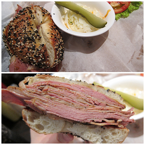 Duck Pastrami on a Montreal-style Everything Bagel